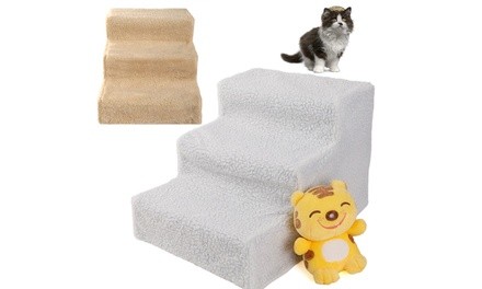 Soft up to 70lbs Portable Cat Dog 3-Step Pet Stairs