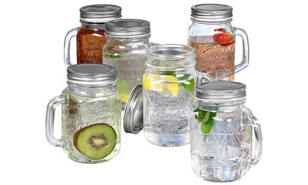 Estilo Mason Jar Mugs with Handles (Set of 6)