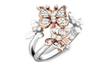 Cute Butterflies White Gold Plated Opening Ring