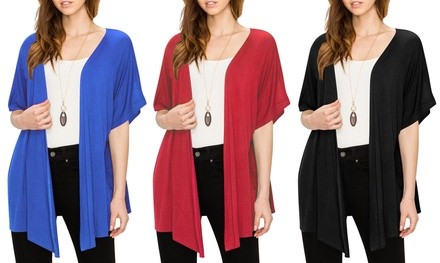 Made by Johnny Women's Short Sleeve Loose Kimono-Style Cardigan