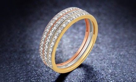 Round Diamond Accent Band in 10K Gold by DiamondMuse (1- or 3-Pack)