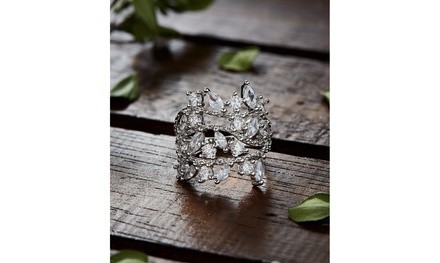 Sterling Silver Crystal Cocktail Ring