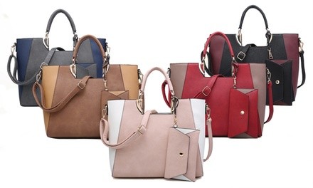 MKP Collection Top Handle Color Block Tote with Matching Wristlet