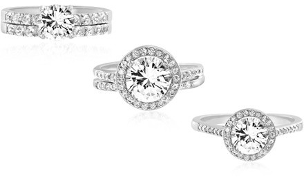 Lesa Michele Engagement Rings Made with Swarovski Crystals in Sterling Silver