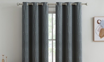 Krista Shrink Yarn Grommet Window Curtain Panel Pair