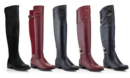 Women's Over-the-Knee Elastic-Calf Fashion Riding Boots