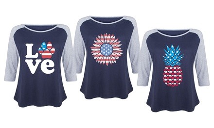 Instant Message: Ladies Patriotic Raglan Plus Sizes