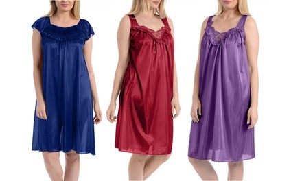 EZI Women's Silky Sleeveless Nightgown. Plus Sizes Available.