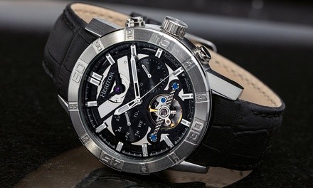 Heritor Automatic Men's Hannibal Semi-Skeleton Leather-Band Watch