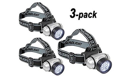 LED 3x LED Headlight Headband Light (3-pack) batteries  included