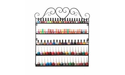 Professional Black Metal Nail Polish Wall Mounted 5 Tiers Organizer Display Rack