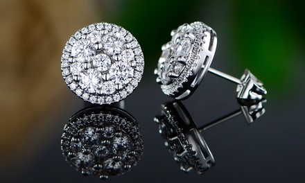 Halo Crystal Stud Earrings Made with Swarovski Elements