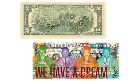 Martin Luther King & Rosa Parks We Have a Dream Two-Dollar Bill Signed by Rency