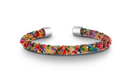 Crystal Energy Multi-Colored Bangle Bracelet Made with Swarovski Crystals