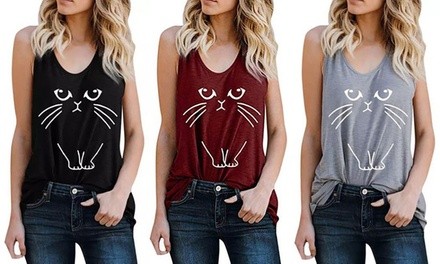 Leo Rosi Women's Lissy Cat Top. Plus Sizes Available.