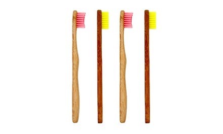 4 Pack Kids Biodegradable Bamboo Toothbrush Children Soft Bristles Genkent 