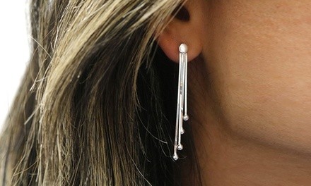 Italian Sterling Silver Graduated Drop Earrings