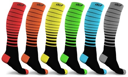 DCF Unisex Striped Compression Socks (6-Pack)