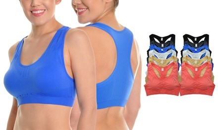 Angelina Seamless Racerback Sports Bras (12-Pack)