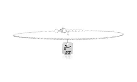 Nina & Grace Find Joy Inspirational Anklet in Rhodium Plated Sterling Silver
