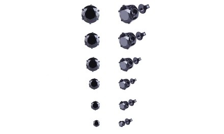 6 Pairs Cubic Zirconia Diamond Stud Earring for Men Women