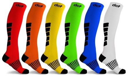 DCF Graduated Mid-Calf Compression Socks for Men and Women (6-Pack)