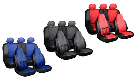 OxGord Two-Tone Universal Fit PU Leather Car Seat Cover (10-Piece)