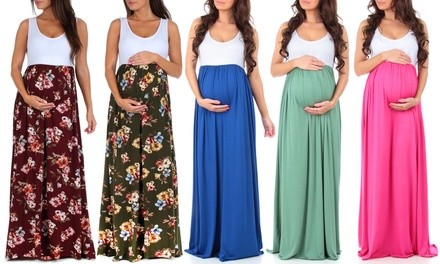 Women's Ruched Color Block Maternity Dress