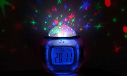 iRola Starry Night Projection LED Alarm Clock with 10 Pre-Programmed Songs