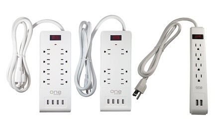 4-, 6-, or 8-Outlet Power Block Surge Protector with USB Ports