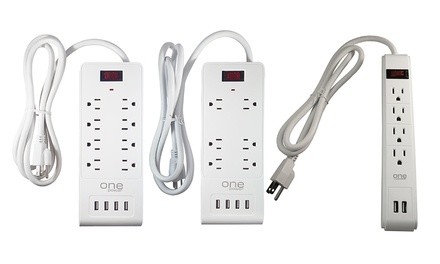 4-, 6-, or 8-Outlet Power Block Surge Protector with USB Ports