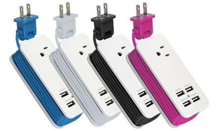 4-Port USB and Single AC Outlet Charging Station