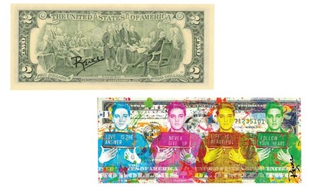 Elvis Presley Jailhouse Rock Pop-Art Two-Dollar Bill Signed by Rency