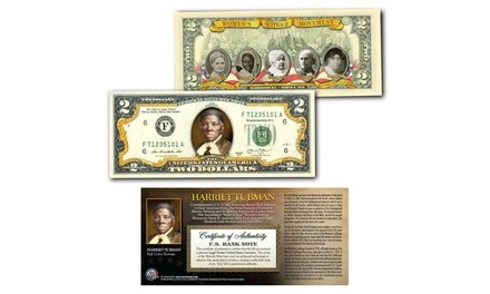 Harriet Tubman World Release Colorized Genuine Legal Tender Two-Dollar Bill