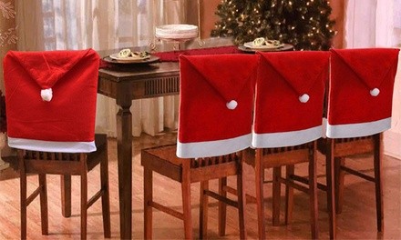 4pc Santa Hat Christmas Chair Covers 