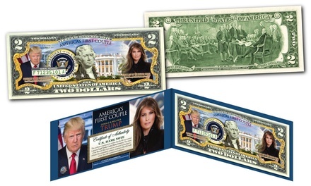 Donald and Melania Trump First Couple Genuine Legal Tender $2 Bill