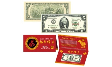 2020 Chinese New Year of the Rat Lucky 8's Two-Dollar Bill with Red Folder