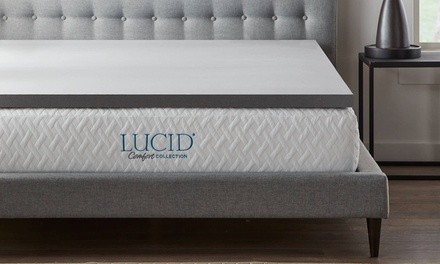 Lucid Comfort Collection Bamboo Charcoal Memory Foam Mattress Topper