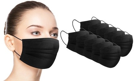 Disposable Non-Medical 3-Ply Black Face Masks (10, 20 or 50-Pack)