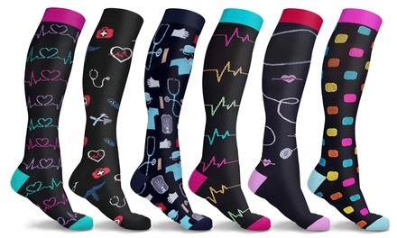 Whimsical Medical Print Compression Socks (3-Pack)