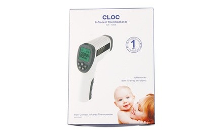 CLOC Non-Contact Infrared Thermometer- Test Celsius & Fahrenheit - White 