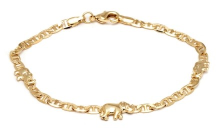 18K Gold Plated Elephant Charm Mariner Link Anklet