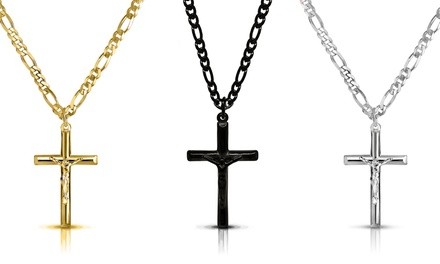 Men's Stainless Steel Crucifix Cross Pendant with 24