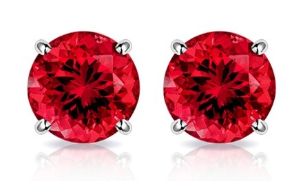 10K White Gold 2.00 CTW Created Ruby Stud Earrings by MUIBLU Gems