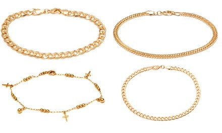 18K Gold Plated Chain Anklets by Sevil