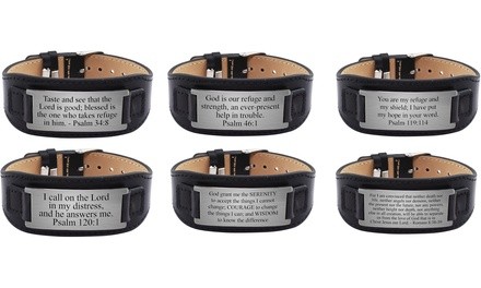 Men's Genuine Leather Scripture Bracelet by Pink Box