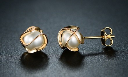 Cultured Freshwater Pearl Cage Earrings by Sevil