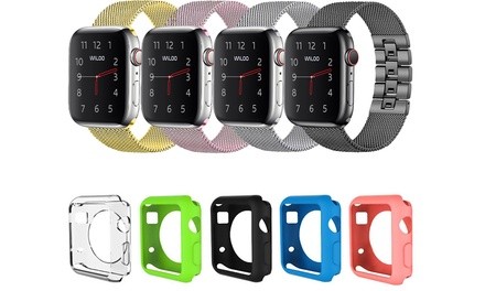 Linked Metal Mesh Band and Gel Case for Apple Watch Series 1,2,3,4 and 5 (5-Pack)