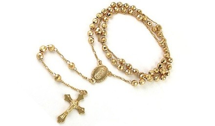 18K Gold Plated Diamond Cut Rosary 