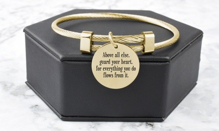 Gold Plated Stainless Steel Inspirational Cable Bangles by Pink Box